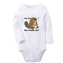 Nap Time Don&#39;t Fumble Me Funny Romper Baby Bodysuit Newborn Infant Beaver Outfit - £8.86 GBP