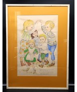 Vtg Framed &amp; Matted London Bridge Nursery Illustration Signed by Ellen N... - $120.00