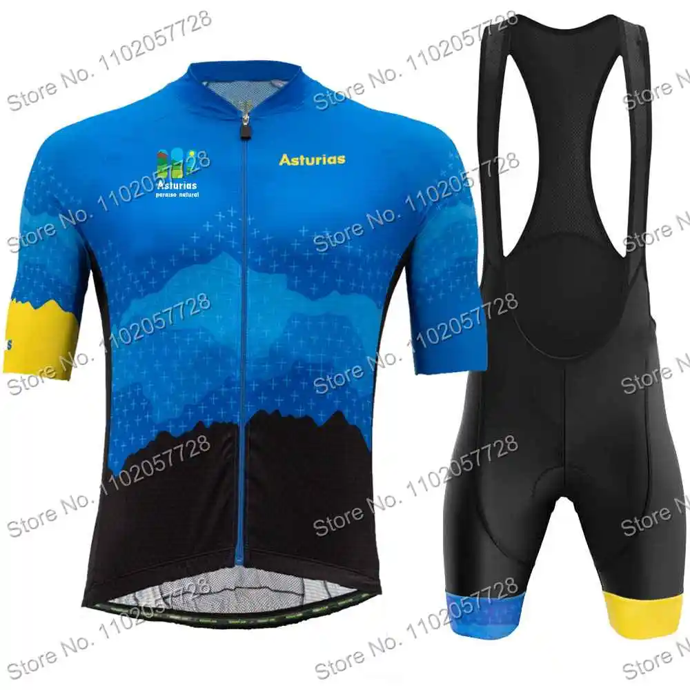 Sporting ASTURIAS Flag Cycling  Set Spain Cycling Clothing Men Road Bike Shirt S - £35.16 GBP