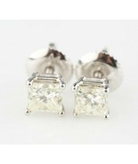 Gorgeous 0.99 Ctw Princess Cut Diamond Stud Earrings in 14k White Gold J... - €3.086,57 EUR