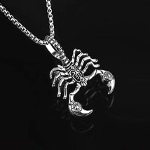 Men&#39;s Gothic Retro Scorpion Pendant Necklace Punk Rock Jewelry Chain 24&quot; Gift - £9.28 GBP