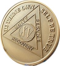 RecoveryChip 15 Year AA Medallion Large 1.5&quot; Heavy Premium Bronze Sobrie... - £2.70 GBP