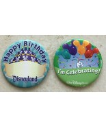 LOT OF 2 -  Disney Buttons  I&#39;m Celebrating and Happy Birthday - $7.47