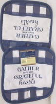 2 Same Printed Kitchen Pot Holders (7&quot;x7&#39;) Gather Here With Grateful Hearts, Gr - £6.35 GBP