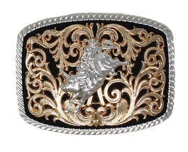 Challenger 2" Western Two-Tone Bull Rider Floral Engraved Belt Buckle 2811 - $19.79
