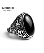 Real Solid 925 Sterling Silver Mens Ring Vintage Punk Style Black Onyx N... - £46.39 GBP