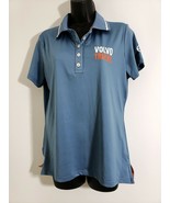 Volvo Truck Womens Shirt Polo Top 5 Button Collar Blue White Orange Size M - $21.73