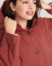 Old Navy Women&#39;s hooded Oversized Quilted Utility Jacket Chestnut 4X NWT - £20.31 GBP