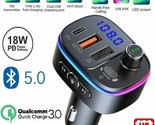 Bluetooth 5.0 Fm Transmitter For Car, Qc3.0 Type-C Pd 18W Wireless Fm Ra... - $25.99