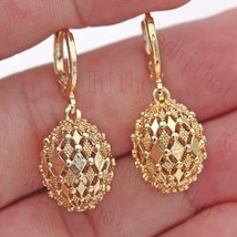 Sophisticated Fashion Gold Plated Inlaid Drop Earrings Classic Creative Metal Ca - £10.26 GBP
