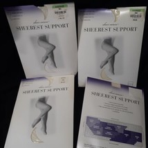 Lot Of 4 Control Top Panty Sheerest Support Leg Pantyhose Average Bone White NIP - £13.42 GBP