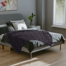 Purple Polka Dots with Black Background, Velveteen Minky Blanket - £25.74 GBP+