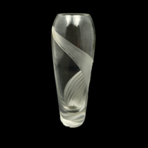 Vintage Lenox Windswept Crystal Vase Clear Cut Etched Frosted Swirl  7” - $14.97