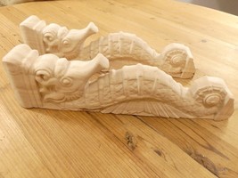 2 Large Seahorse Wood Corbels Nautical Decor Porch Mantle Shelf Bracket ... - $114.99