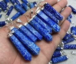 Sterling silver original .925 Sodalite Pendants crystals faceted 10 PCs necklace - $59.40