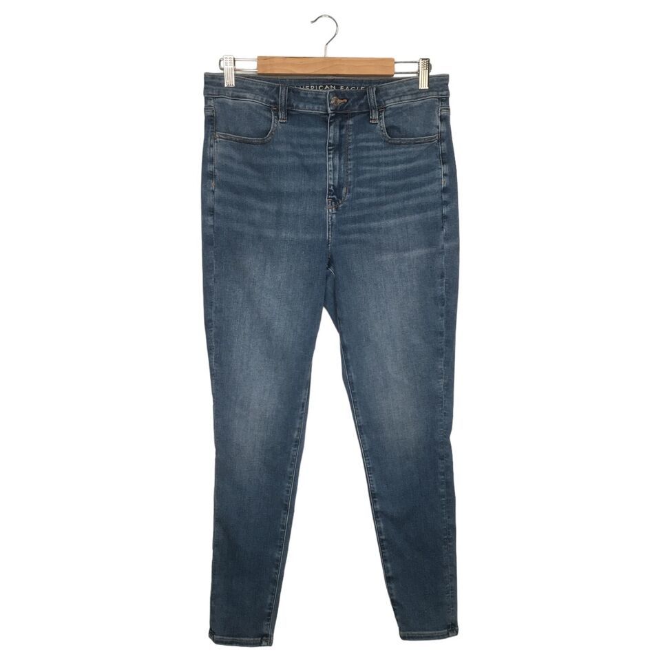 American Eagle Jeans Womens 16 Super High Rise Jegging Medium Wash Denim... - $26.72