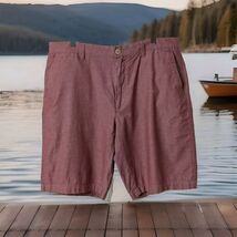 J Crew Shorts Men's 36 Red Chambray Chino Rivington Flat Front Cotton 10" - $14.84