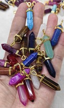 Assorted Gem Botswana Agate Point Pendant Gemstone Tower Pendulum Stearling silv - £6.90 GBP