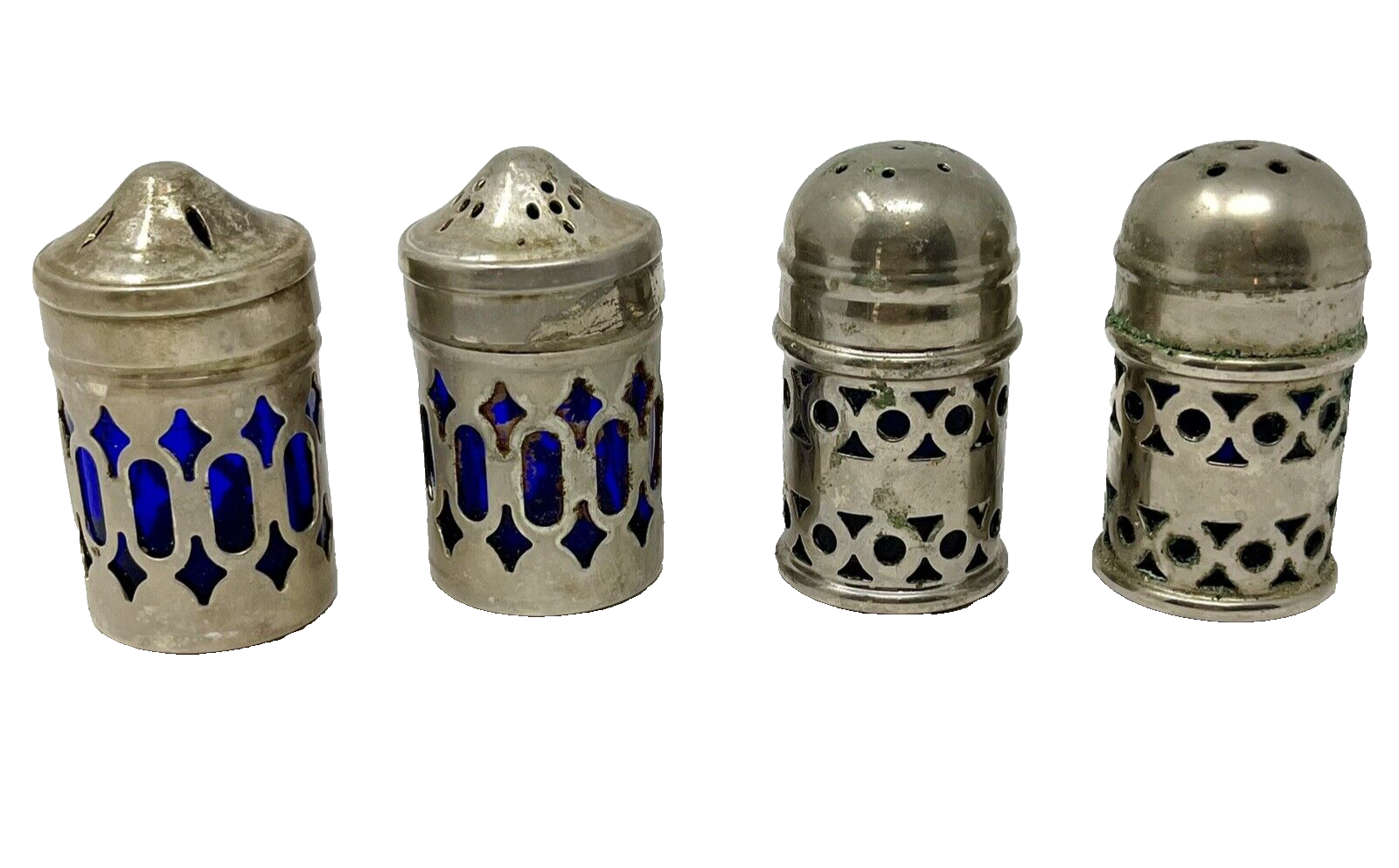 Vintage Apex EPNC England Cobalt Salt and Pepper Shakers 2 Sets - £22.70 GBP