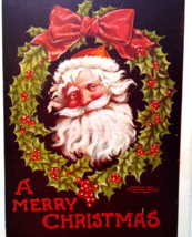Santa Claus Christmas Postcard  Face In Wreath Ullman Series 89 Old Nick 1907 - £18.66 GBP