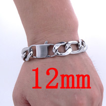 Masculine Bracelet Figaro Chain 100% Stainless Steel Bracelet 6mm 8mm 12mm Width - $13.03