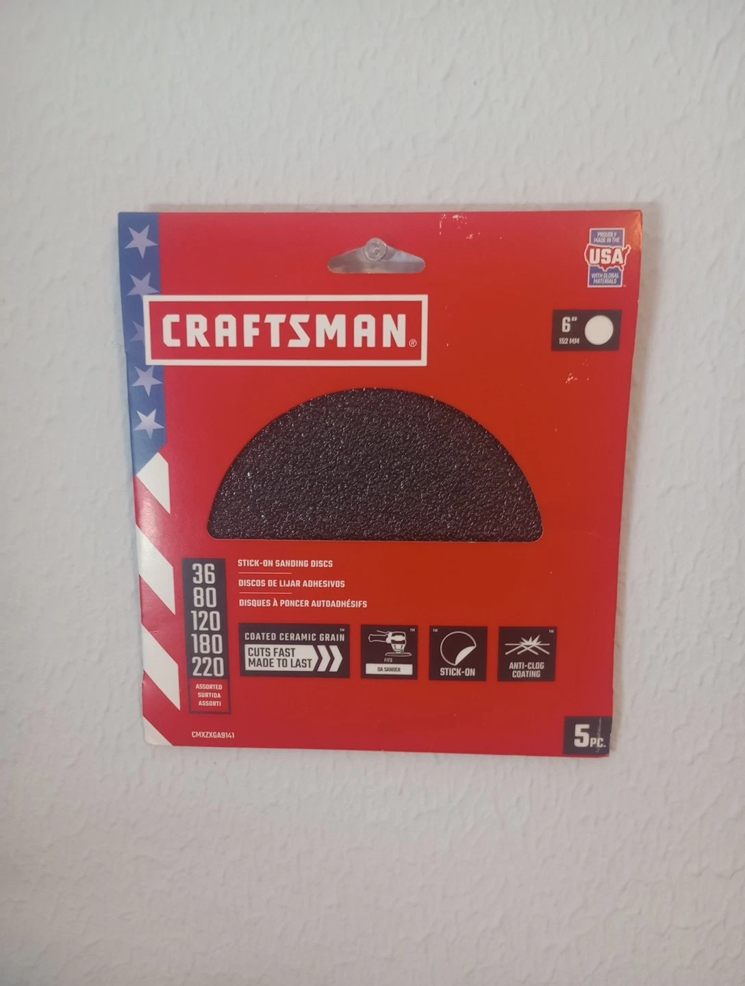 Craftsman Assorted Grit (36-220) 6&quot; Stick-On Discs, 5pc - $20.00