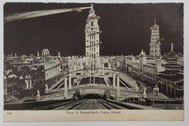 Coney Island New York View of Dreamland by Night Glitter Postcard Z16 - £6.23 GBP