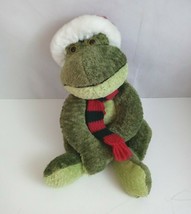 Vintage Dillards Christmas Frog Wearing Santa Hat &amp; Scarf 17&quot; Plush - £11.62 GBP
