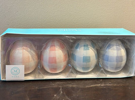 Martha Stewart Set Of 4 Ceramic Easter Eggs Pastel Plaid  - £27.96 GBP