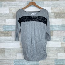 Old Navy Maternity Lace Dolman Tee Gray Black Stretch Casual Womens Medium - $11.87