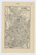 1952 Vintage City Map Of Lund / Sweden - £13.45 GBP