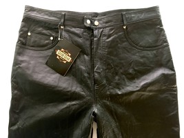 Black Leather Motorcycle Pants - Guide Gear, Size 38 - £100.73 GBP