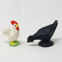 Rooster Chicken Figurines Handmade Cast Iron Ceramic Small Vintage - £15.01 GBP