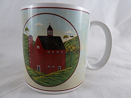 Warren Kimble Barn Mug Sakura Stoneware Cup Red barn - $13.85