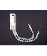 Cousin DIY 16&quot; glass beads strand small frosted blue goldtone fillers NEW - £7.82 GBP