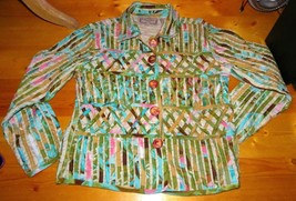 Life Style Petite Collared Button Up Jacket Size Petite M Multi Colored ... - $19.99