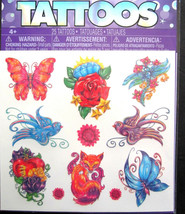 GLOW IN THE DARK TATTOOS 25 Temporary Tattoos 1/2&quot;-2&quot; Made In USA New By... - £6.32 GBP