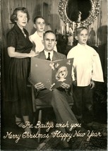 Vtg Photograph 7&quot; x 5&quot; 1950s The Baitys Wish You Merry Christmas Happy New Year - £21.76 GBP