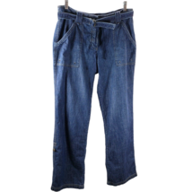 Liz Claiborne Womens Jeans Size 10 Button Fly Belt Drawstring Straight Leg 32x30 - £15.85 GBP