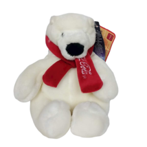 Coca Cola Boyds White Polar Bear Holiday Red Scarf Plush Stuffed Animal 6.25&quot; - £20.52 GBP
