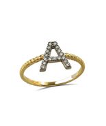 Twisted Rope Band 14K Yellow Gold Diamond Letter Initial Stacking Ring f... - $8,972.08 MXN