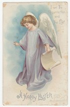 Vintage Postcard Easter Angel With Scroll 1911 Ellen Clapsaddle Embossed - £6.88 GBP