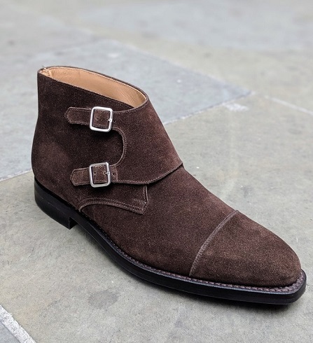 New Men’s Handmade Formal Shoes Brown Suede Leather Stylish Double Monk