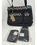 Gold Coast Black Quilted Floral Embroidered Purse Coin Pouch &amp; Sunglass ... - $27.99