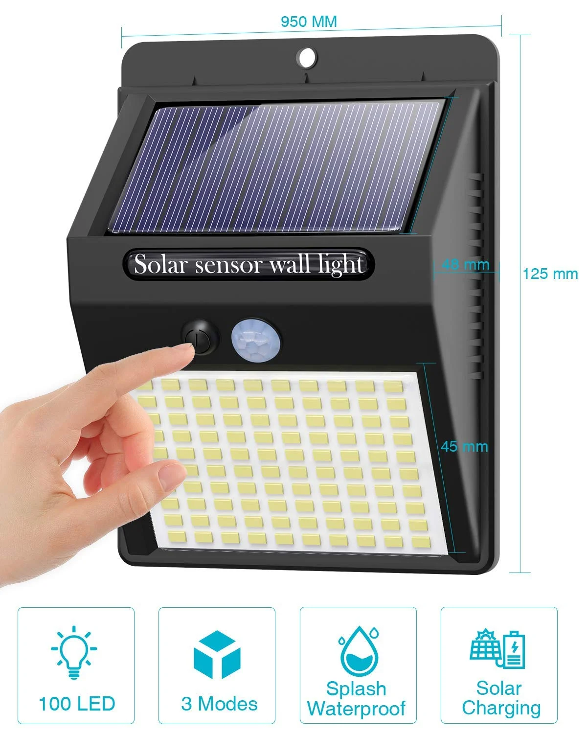 Outdoor Solar Light 100LED Motion Sensor Lamp Waterproof Wall Lamp Solar Outdoor - £53.37 GBP