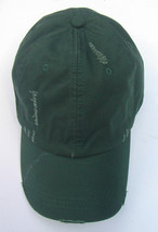Dk Green Distressed Dad Hat/Cap Low Profile Unstructured Cotton Adjustable Strap - £8.00 GBP