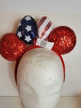 Disney Parks Star Stripes Americana Minnie Ears Headband Flag Patriotic 4th July - £46.24 GBP