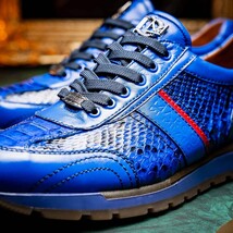 Brescia Genuine Snake and Calfskin Fashion Sneaker Electric Blue image 9