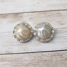 Vintage Coro Clip On Earrings - Domed Circle Shape with Decorative Halo - £6.28 GBP