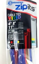 Cambridge Zipits VIVID Cable Ties 11&quot; 8&quot;  &amp; 4&quot; 150pcs New Industrial Str... - £7.81 GBP